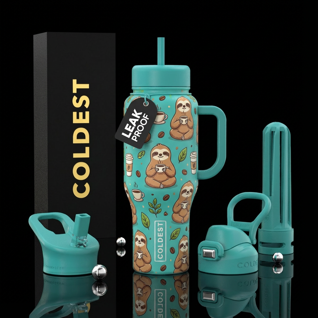 Sloth with coffee water bottle design