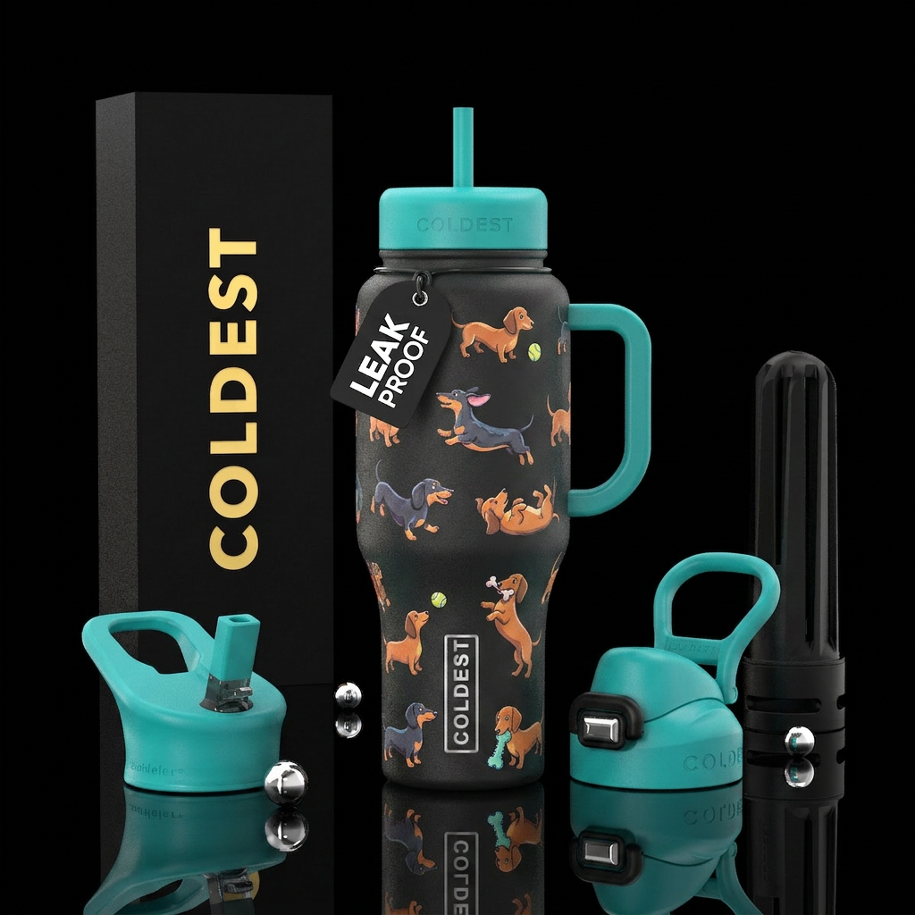 Dachshunds having fun water bottle design