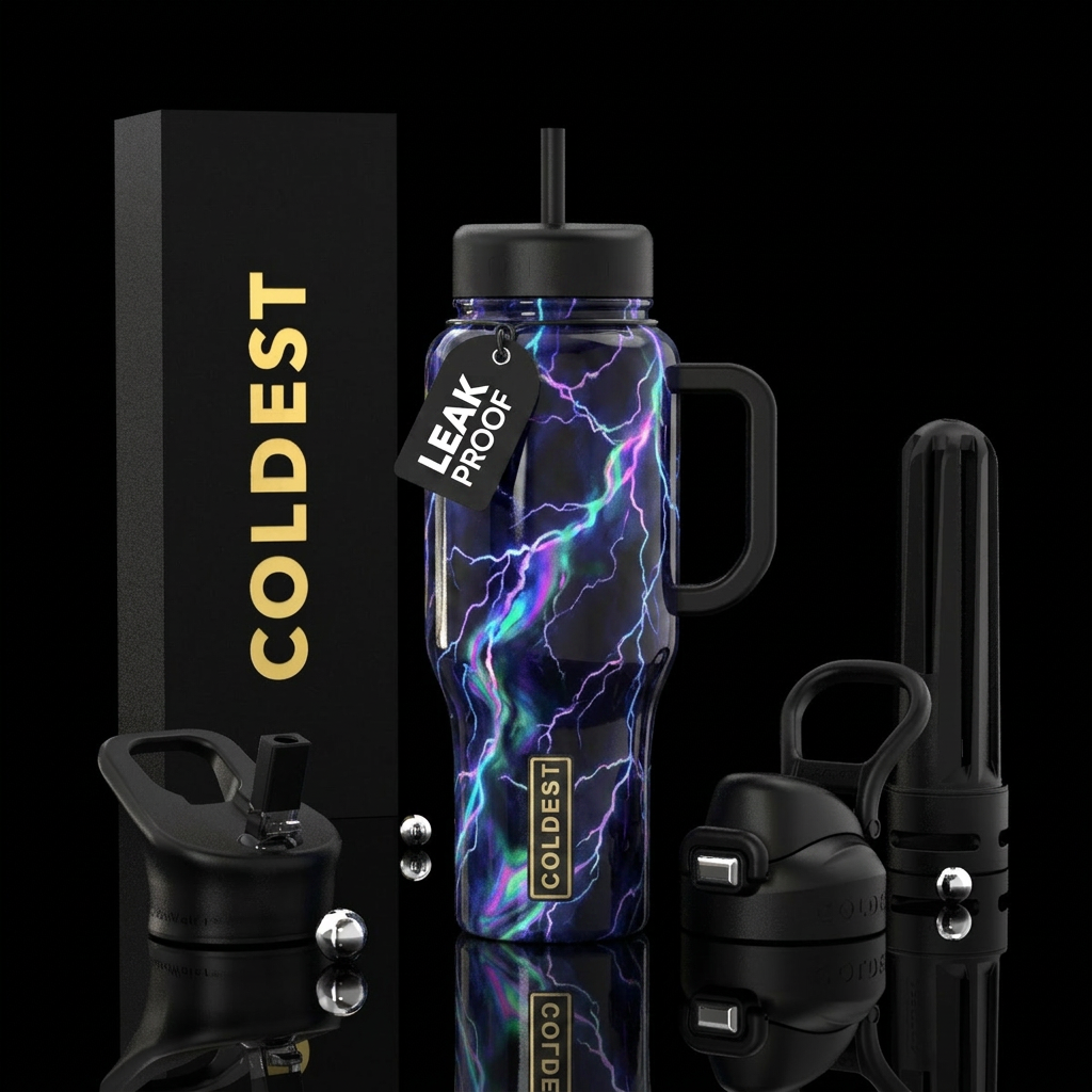 Opalescent/Lightning Strikes/Onyx Night water bottle design