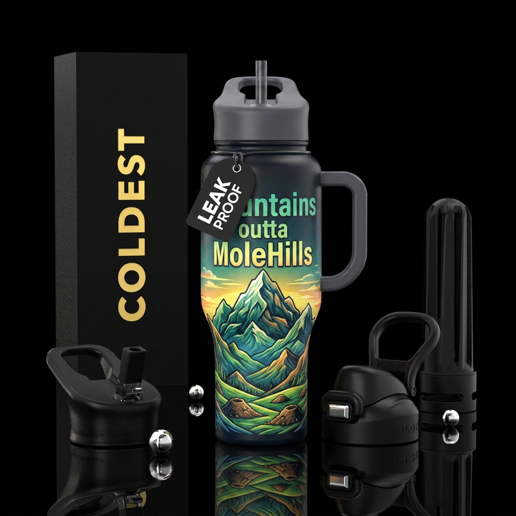 Mountains outta MoleHills water bottle design