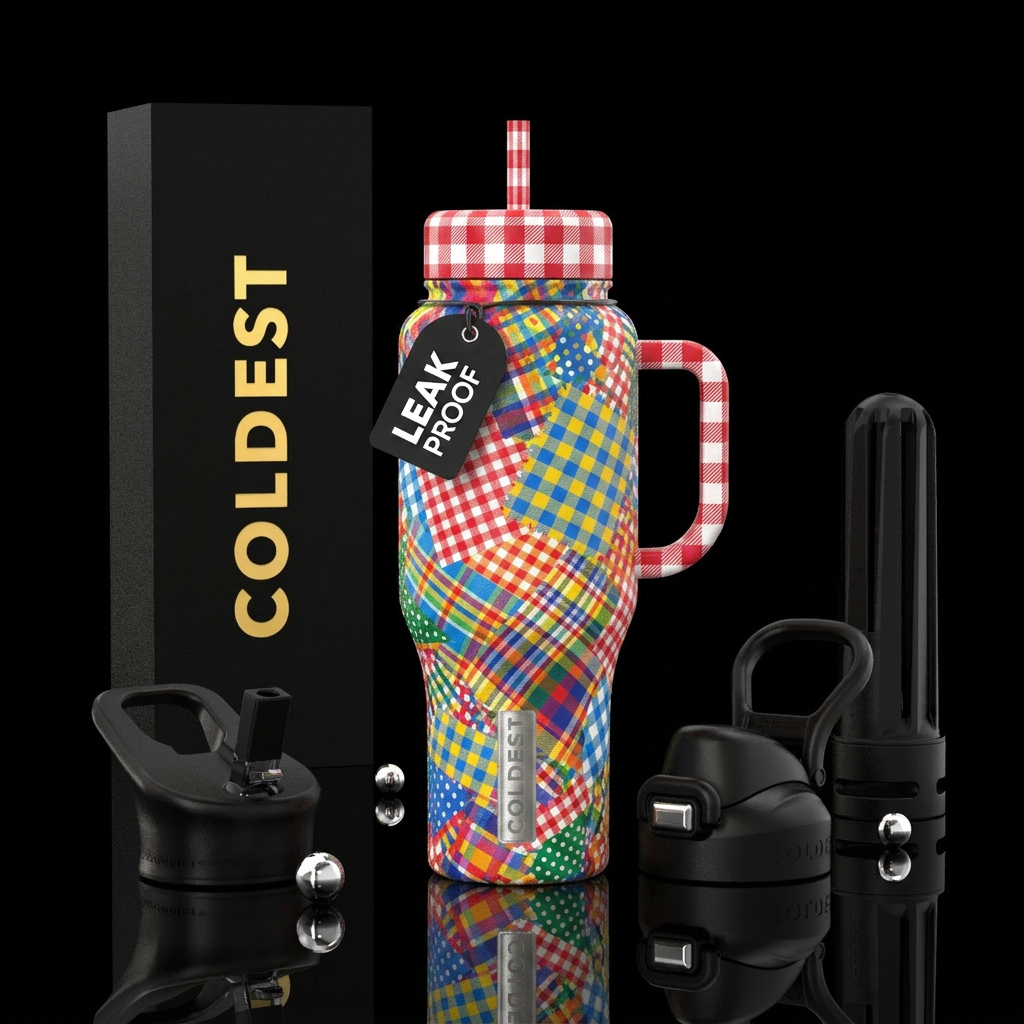 Picnic blanket chaos water bottle design