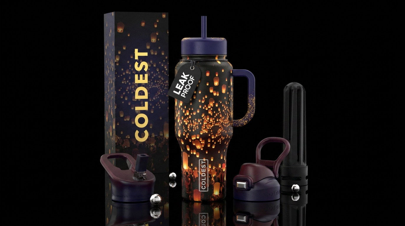 Festival of floating Lanterns glow water bottle design