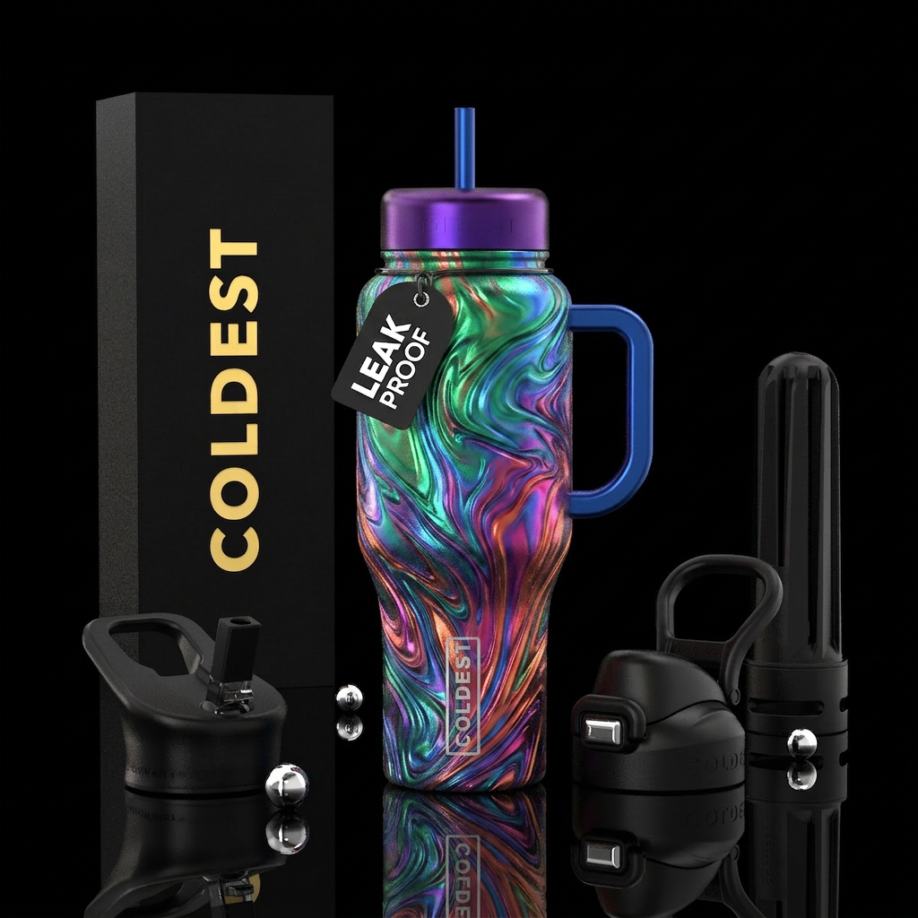 Future, Past, Present Collison Metallic water bottle design
