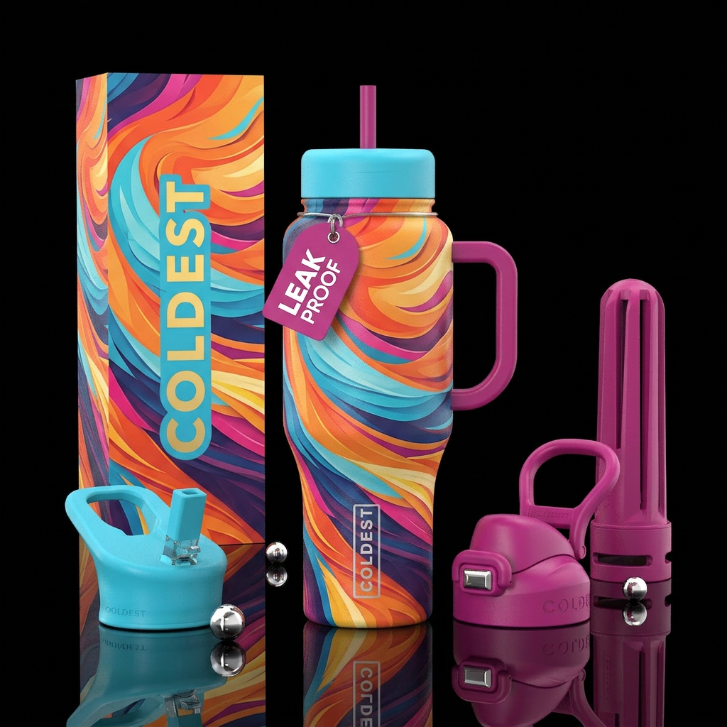 On the Road Again, abstract water bottle design