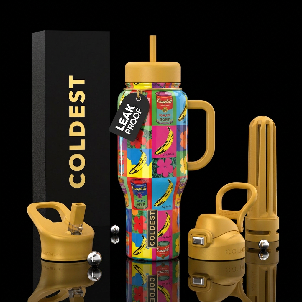 Andy Warhol inspired abstract tumbler glossy tumbe... water bottle design