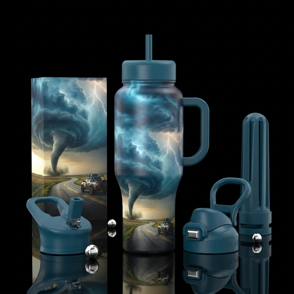 Tornado alley, no words water bottle design