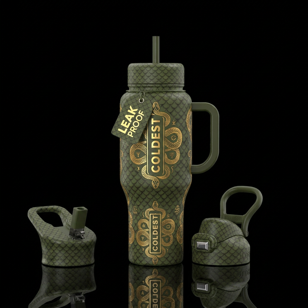 Serpent society water bottle design