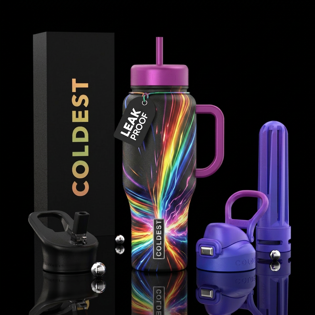 Rainbow Road water bottle design