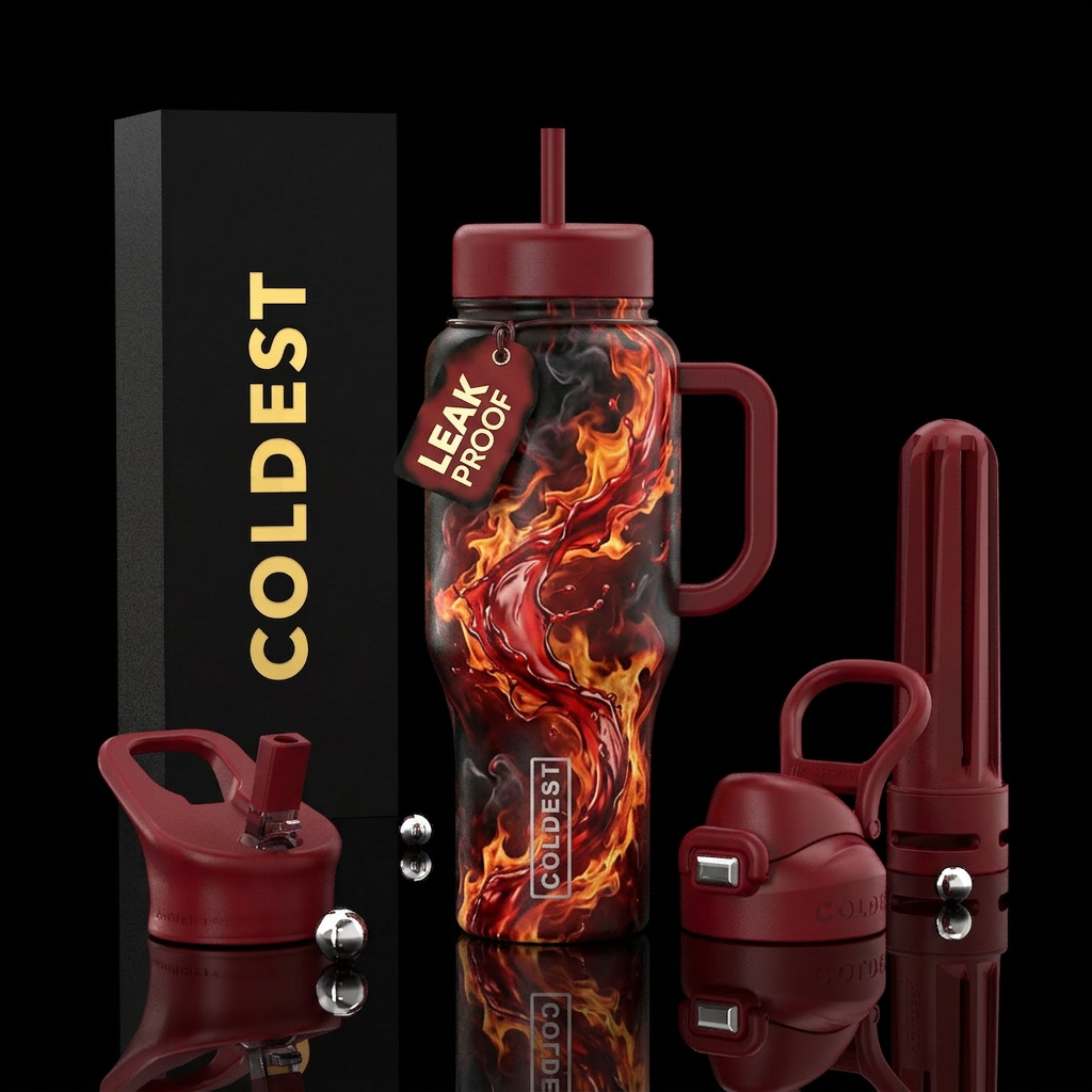 Burning Blood water bottle design