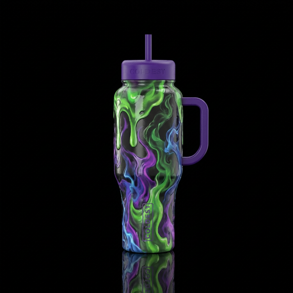 suspence, slime, smoke,, rigid water bottle design