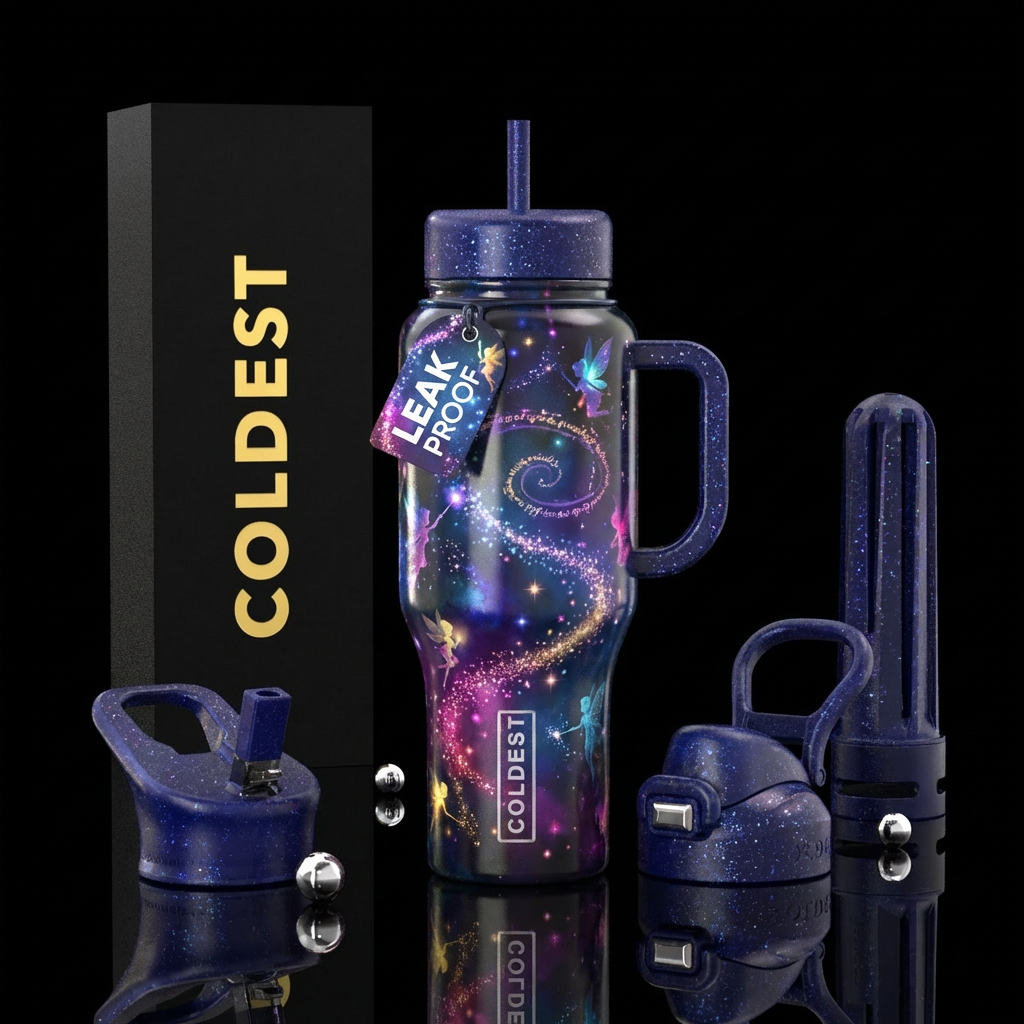 wizardry, sparkly, pixies water bottle design