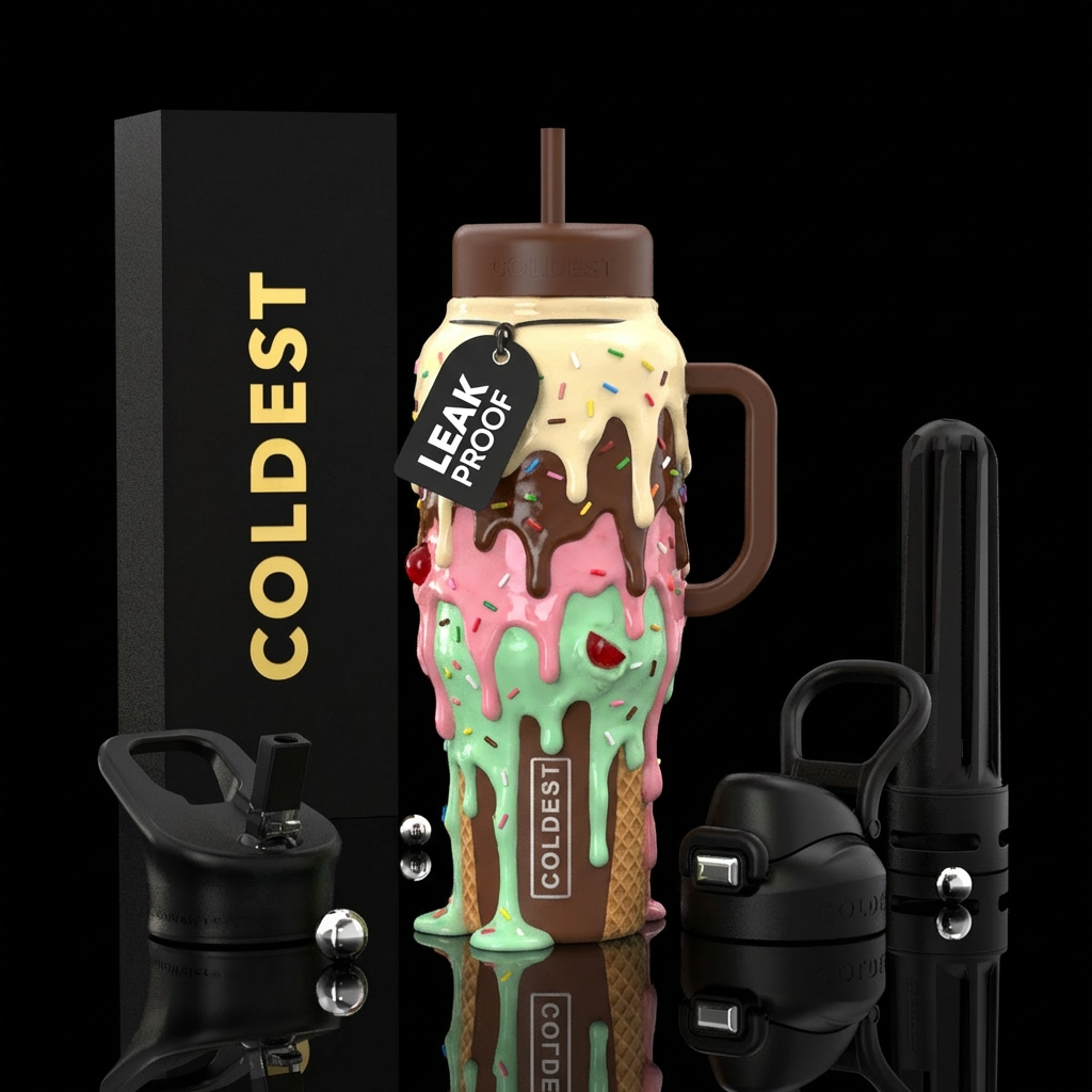 dripping, ice cream, water bottle design