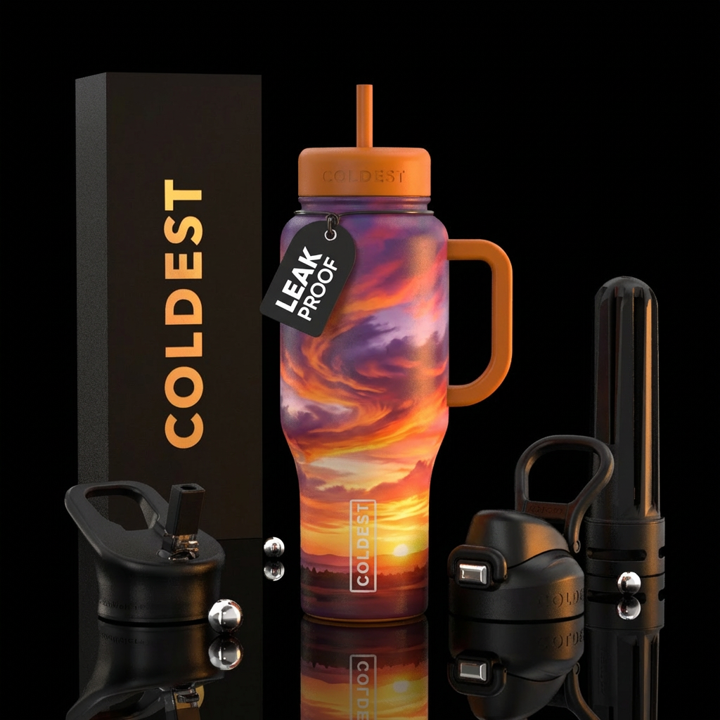 Sunset,, realism water bottle design