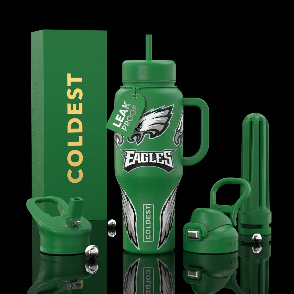 Nfl eagles Kelly green water bottle design