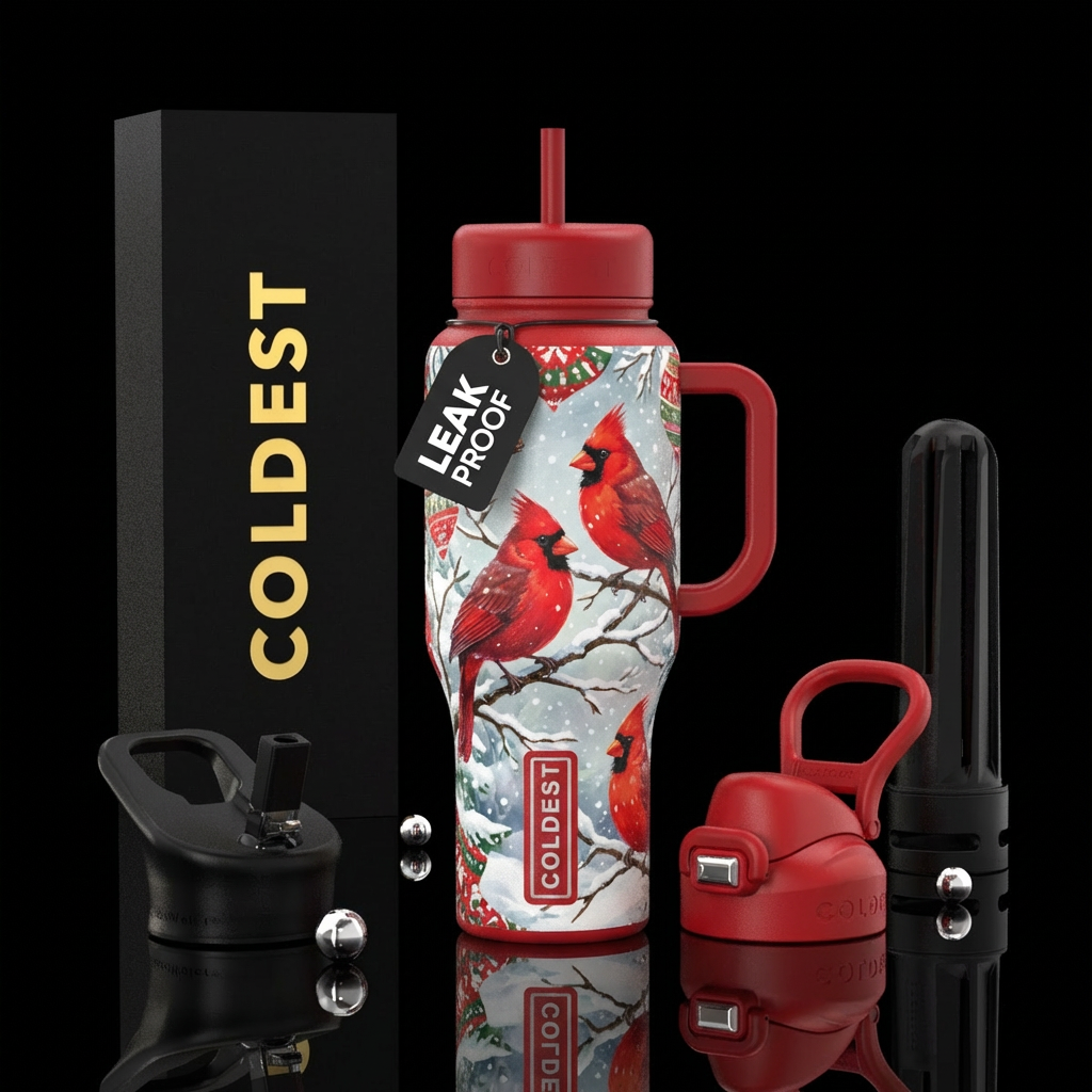 Snow cordinal water bottle design