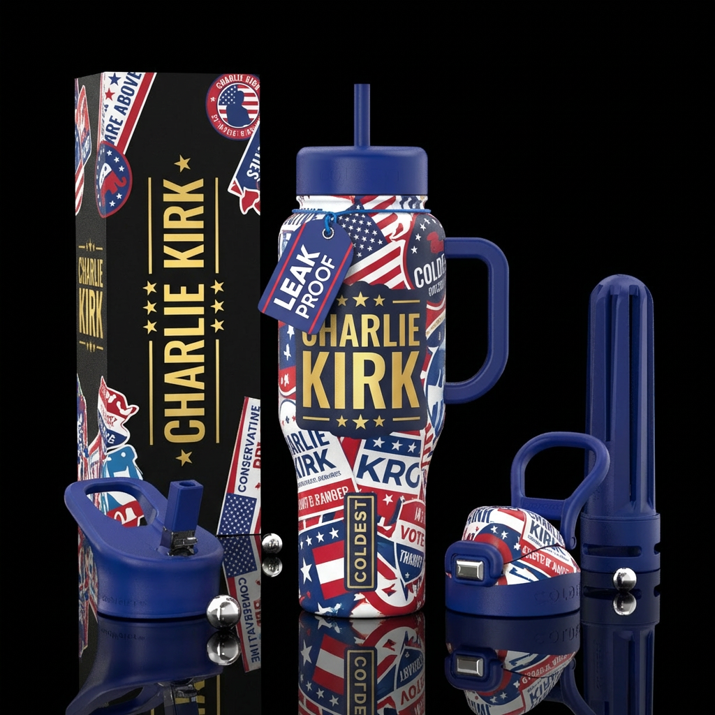 Charlie Kirk water bottle design