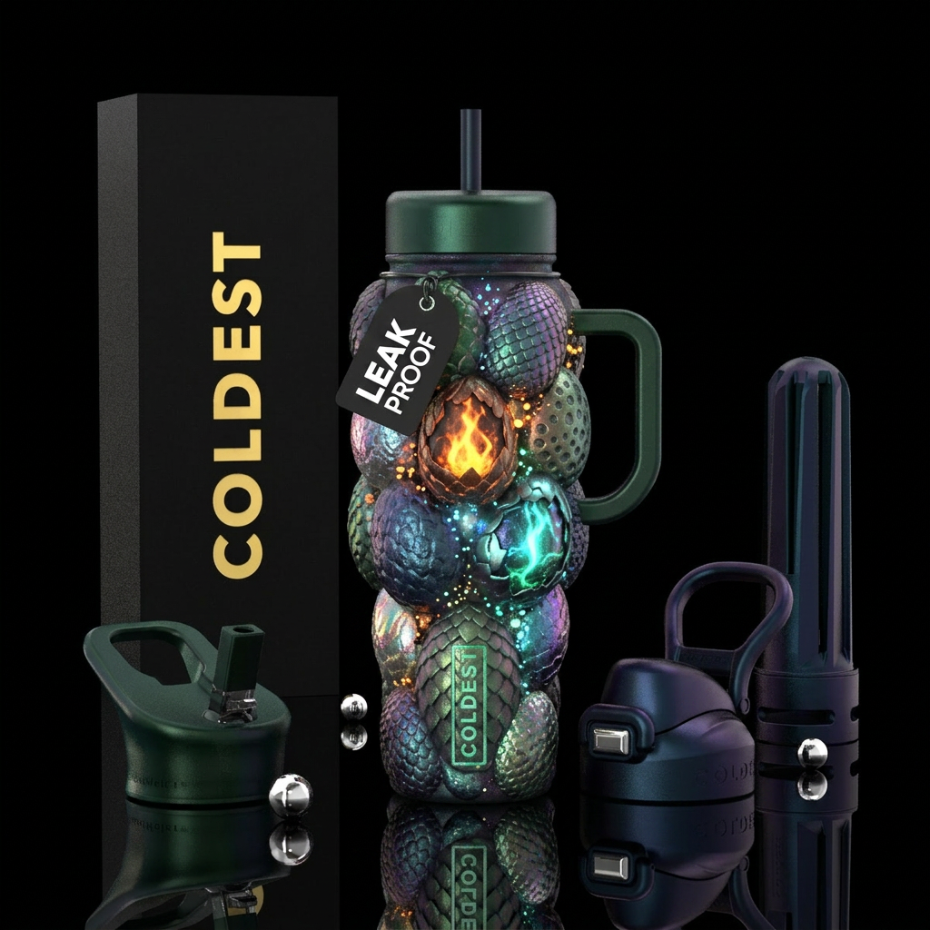 Dragon eggs, shiny, glowie, magical, fantasy water bottle design