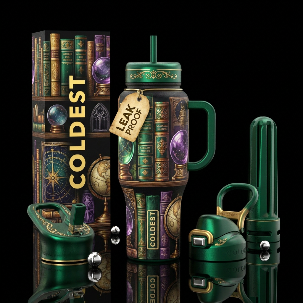 Witchy library vibes water bottle design
