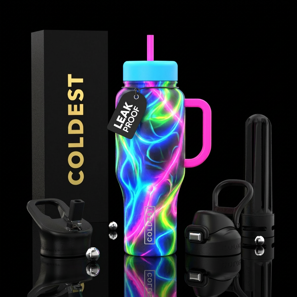 Neon colors water bottle design