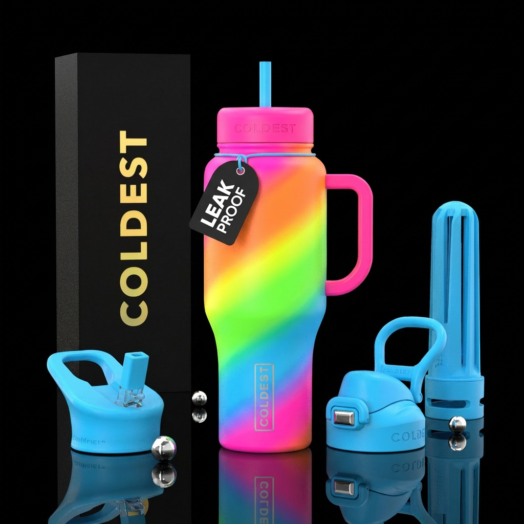 Neon colors water bottle design