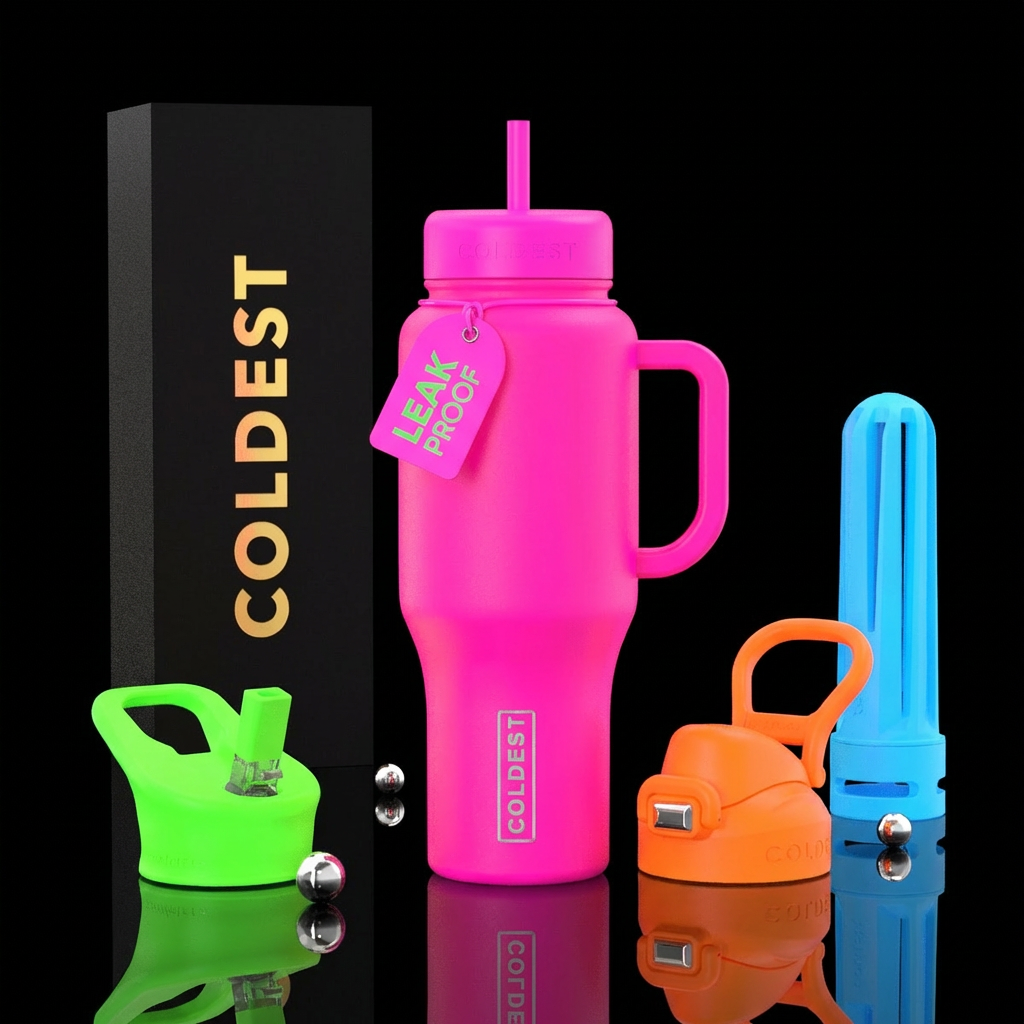 Neon colors water bottle design