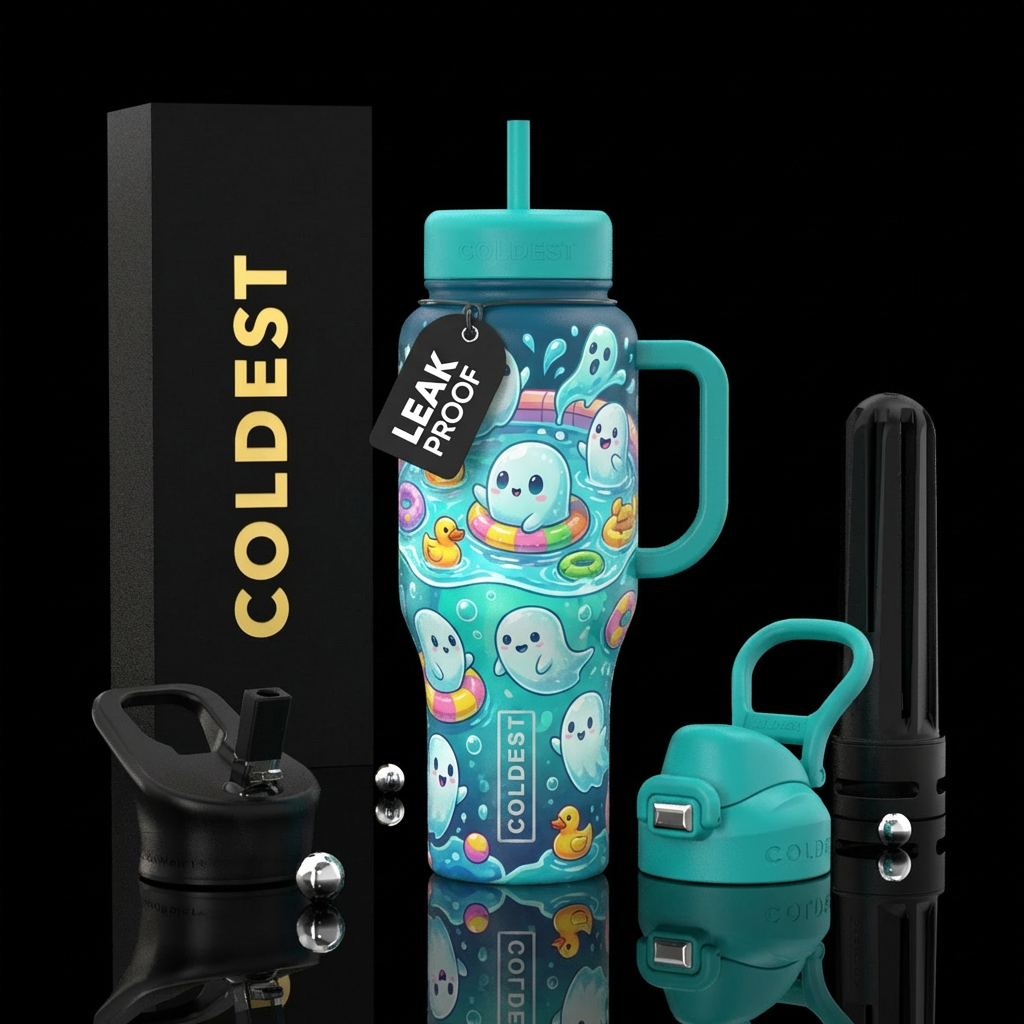 Baby ghost swimming water bottle design