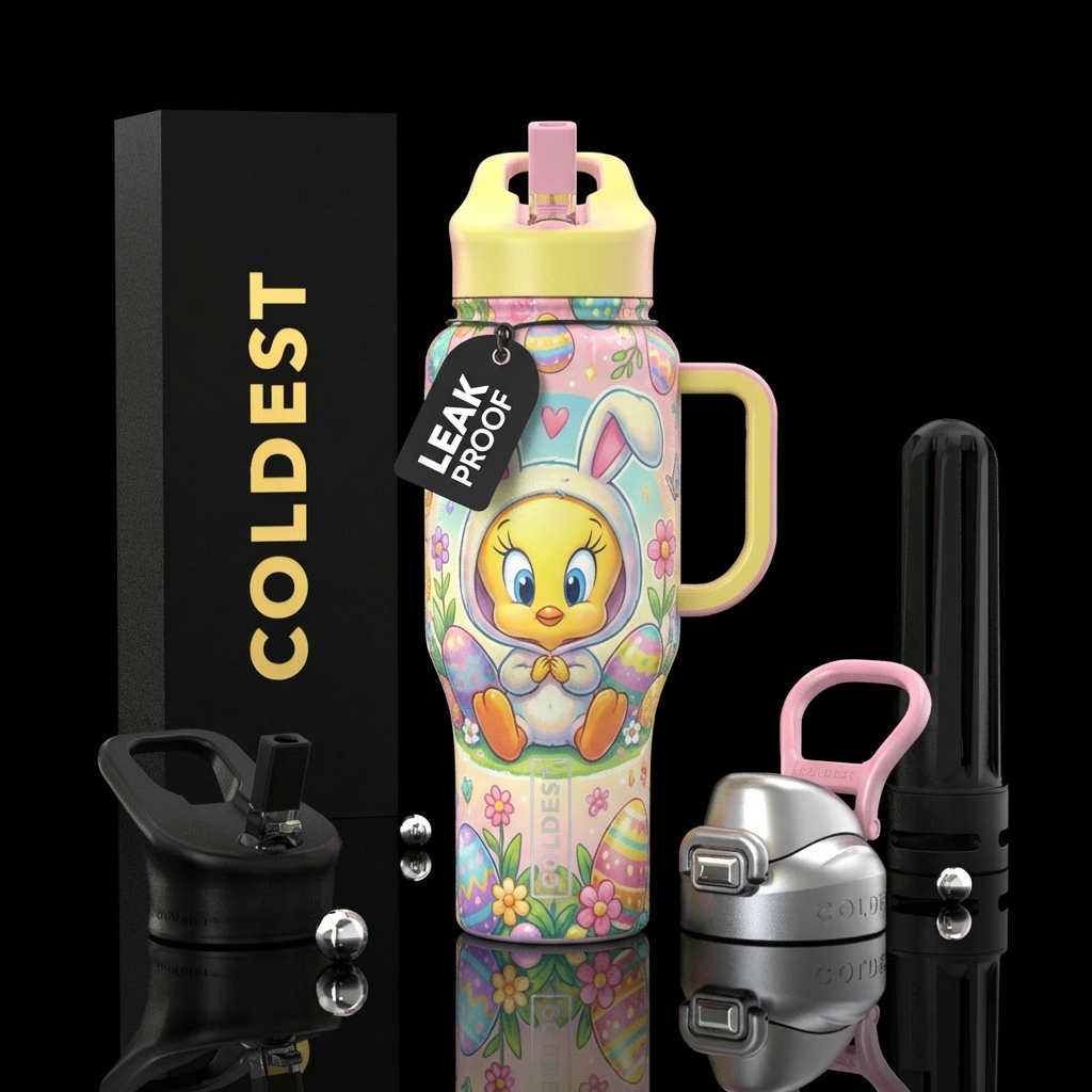 Baby tweetybird in easter costume water bottle design