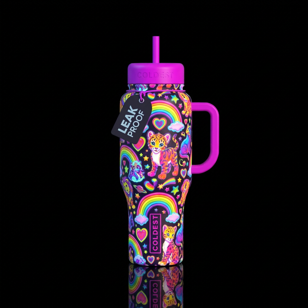 Lisa frank neon water bottle design