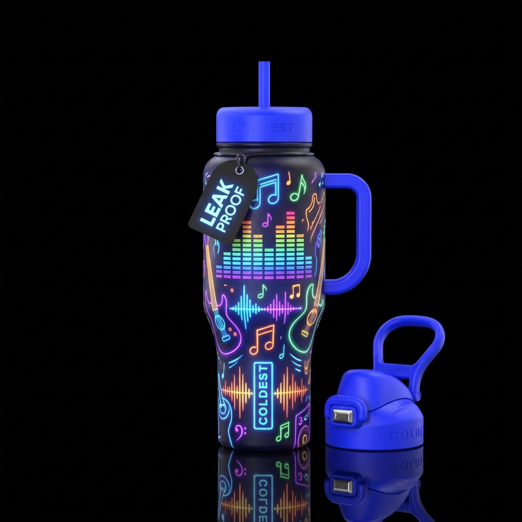 Neon music coldest water bottle design