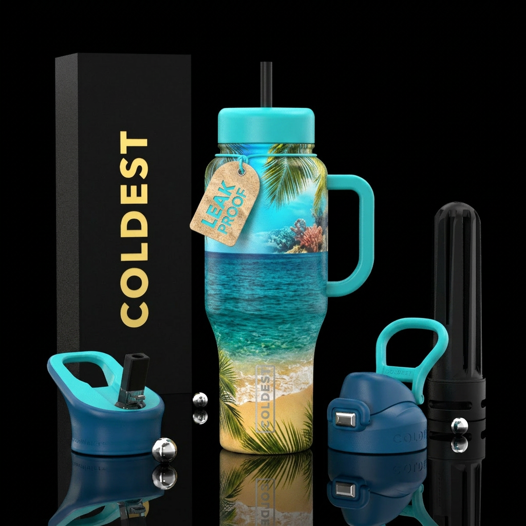 Summer beach water bottle design