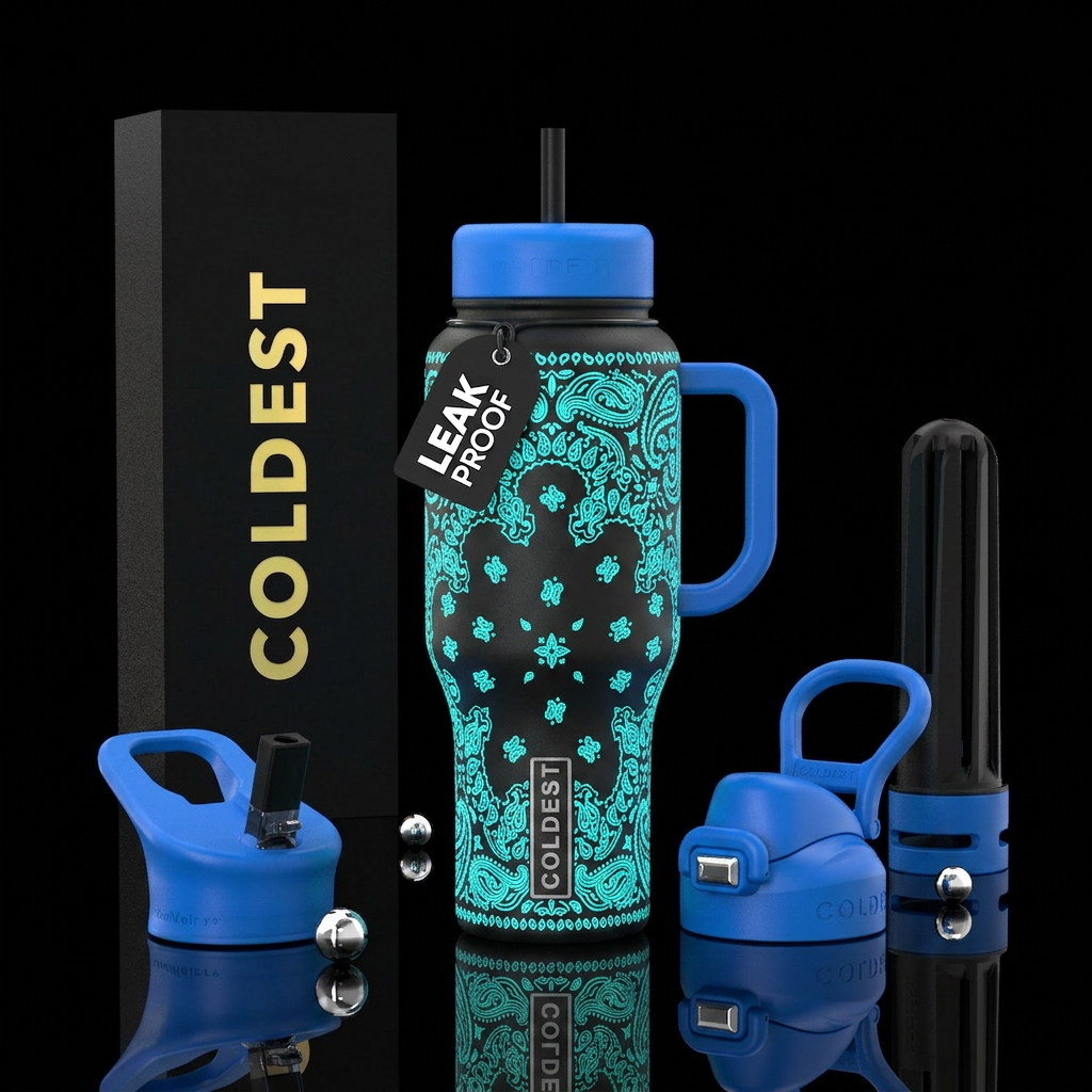 glow in the dark bandana print water bottle design