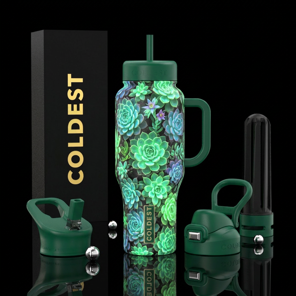 succulents glow in the dark water bottle design