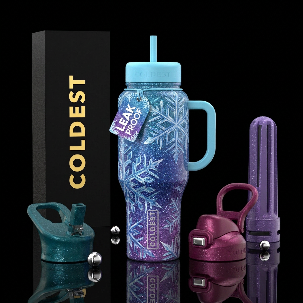 "COLDIE CREW" inspired cup. Ice crystals. Glitter ... water bottle design
