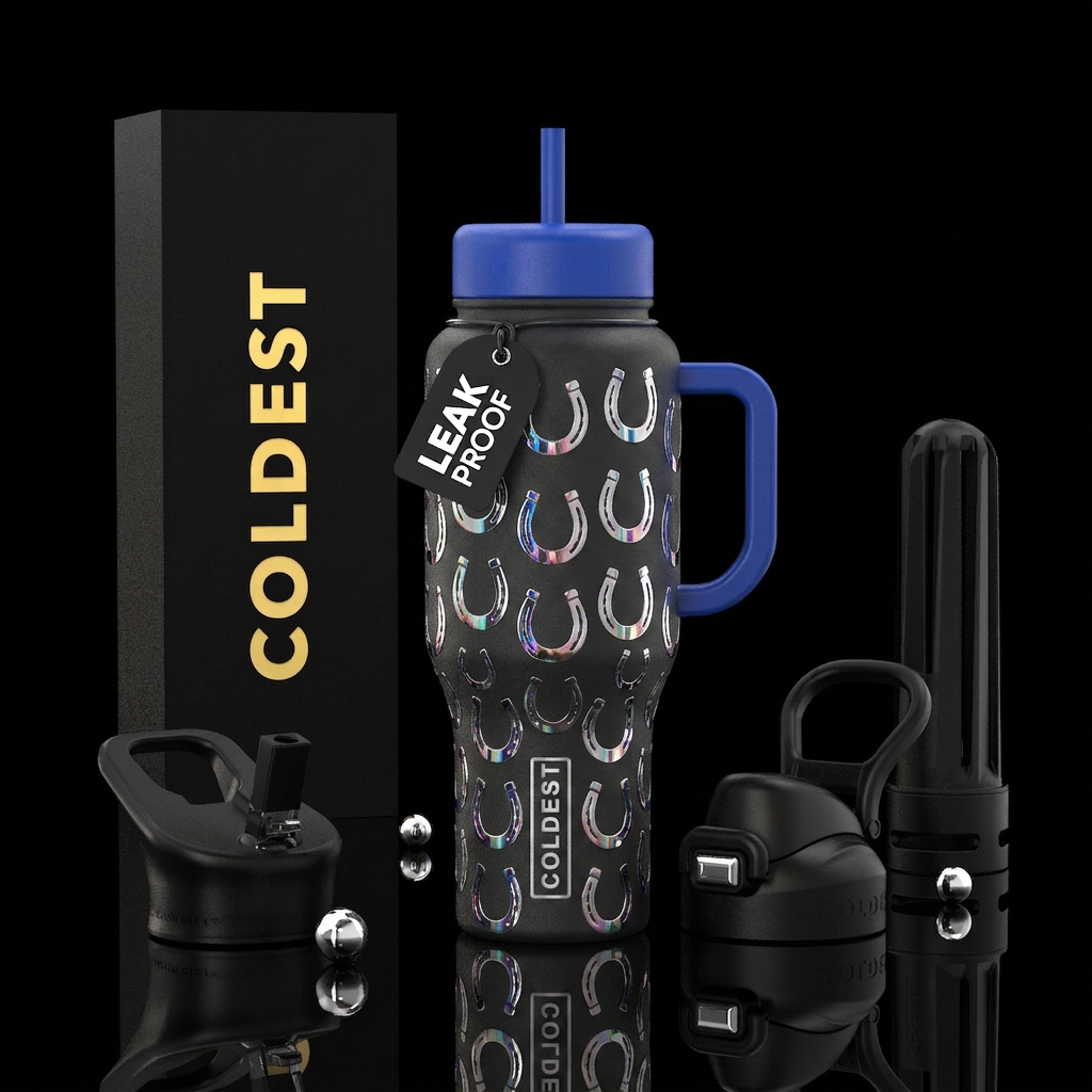 chrome horseshoes water bottle design