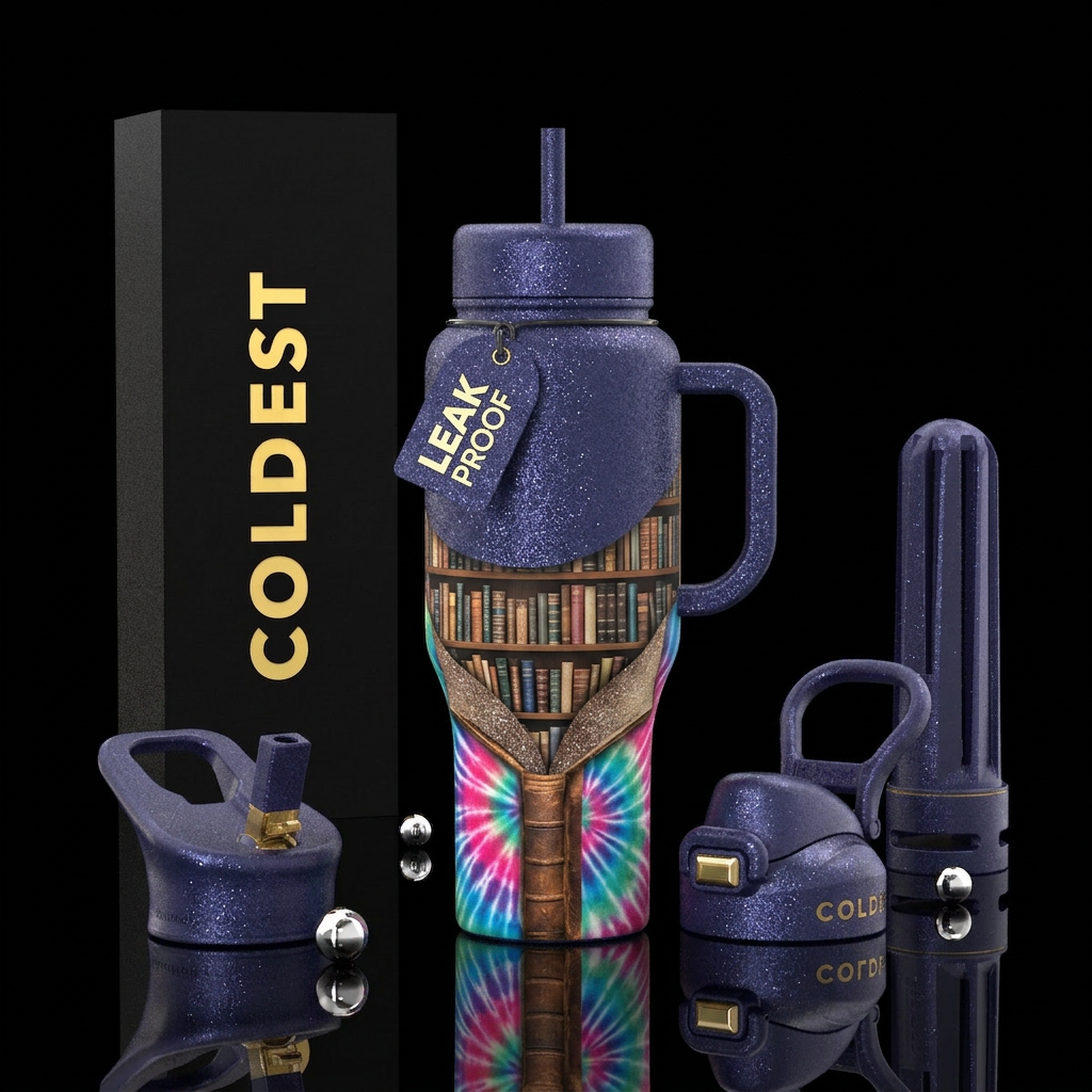 Glitter base. Book shelf’s surround cup. Emerge fr... water bottle design