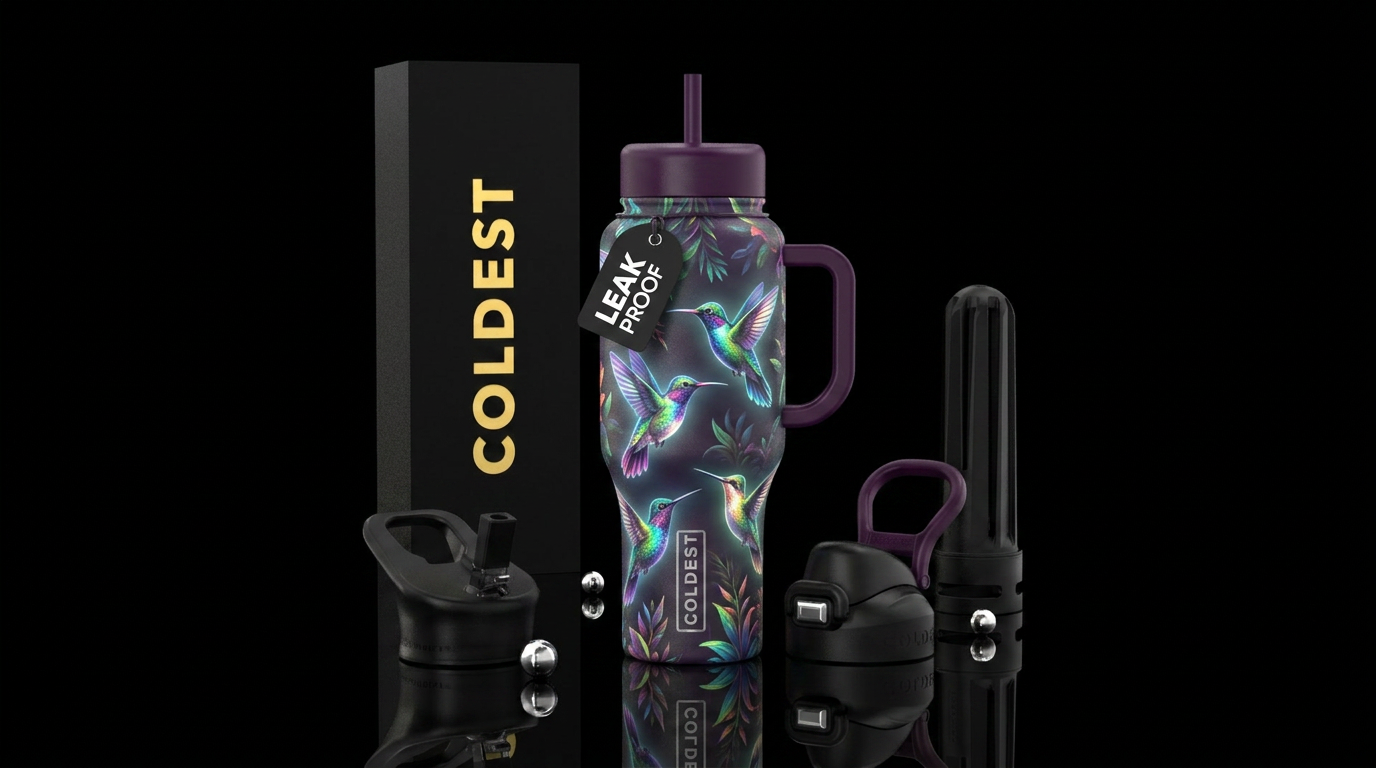 glow in the dark hummingbirds water bottle design
