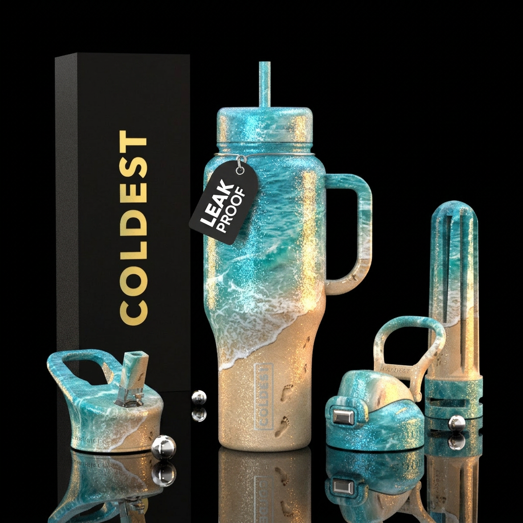 Ocean Glitters water bottle design