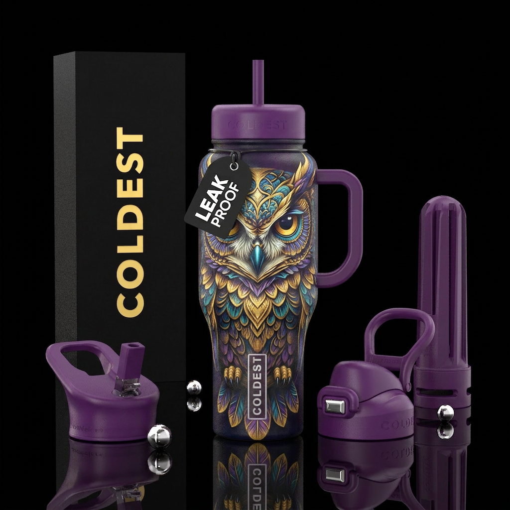 Majestic Owl water bottle design