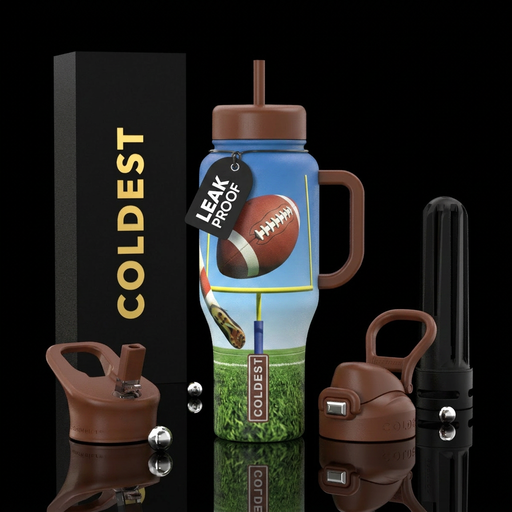 Football kick through the field goal water bottle design