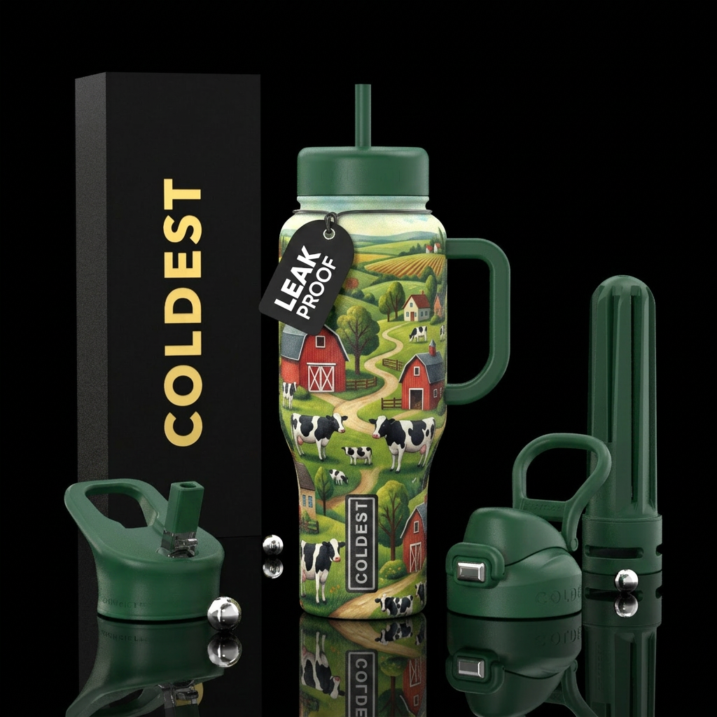 Cows in the neighborhood water bottle design