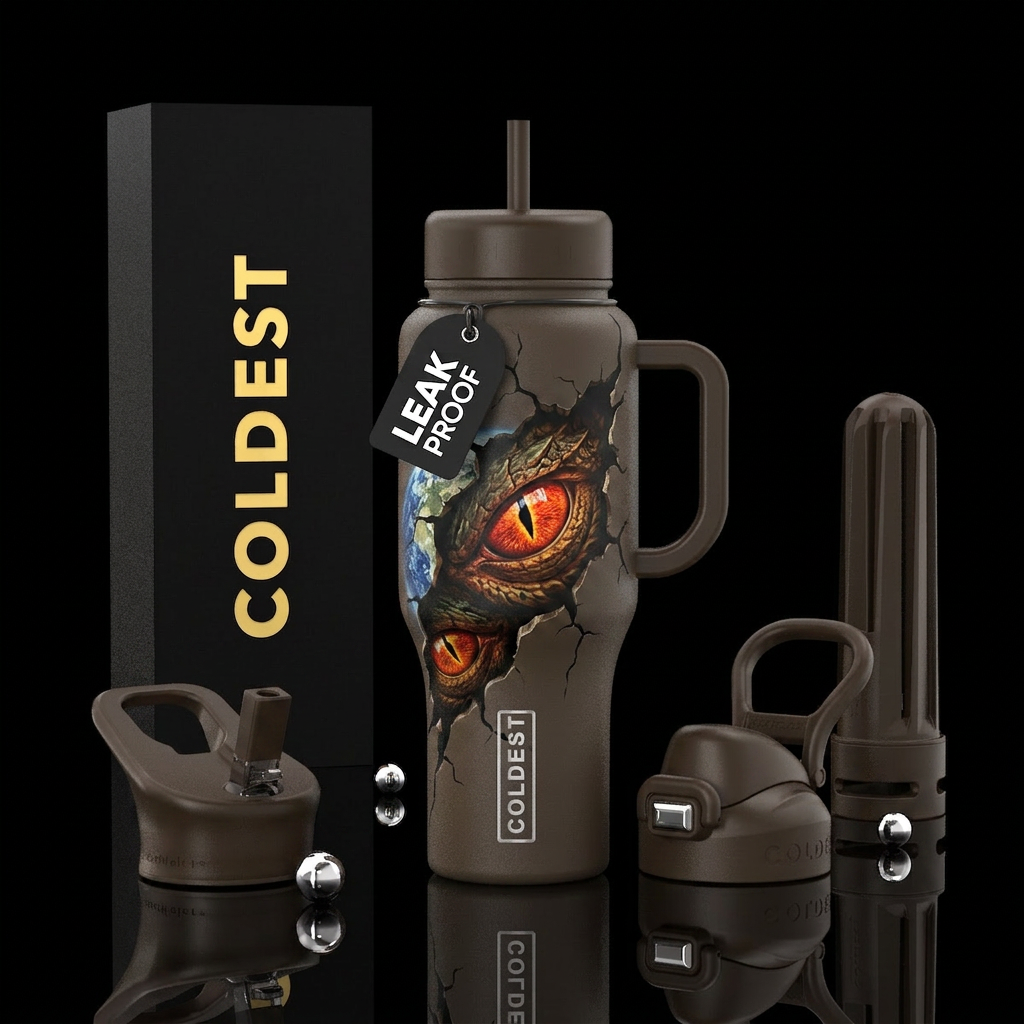 Eye of the dragon through the crack of the Earth, ... water bottle design