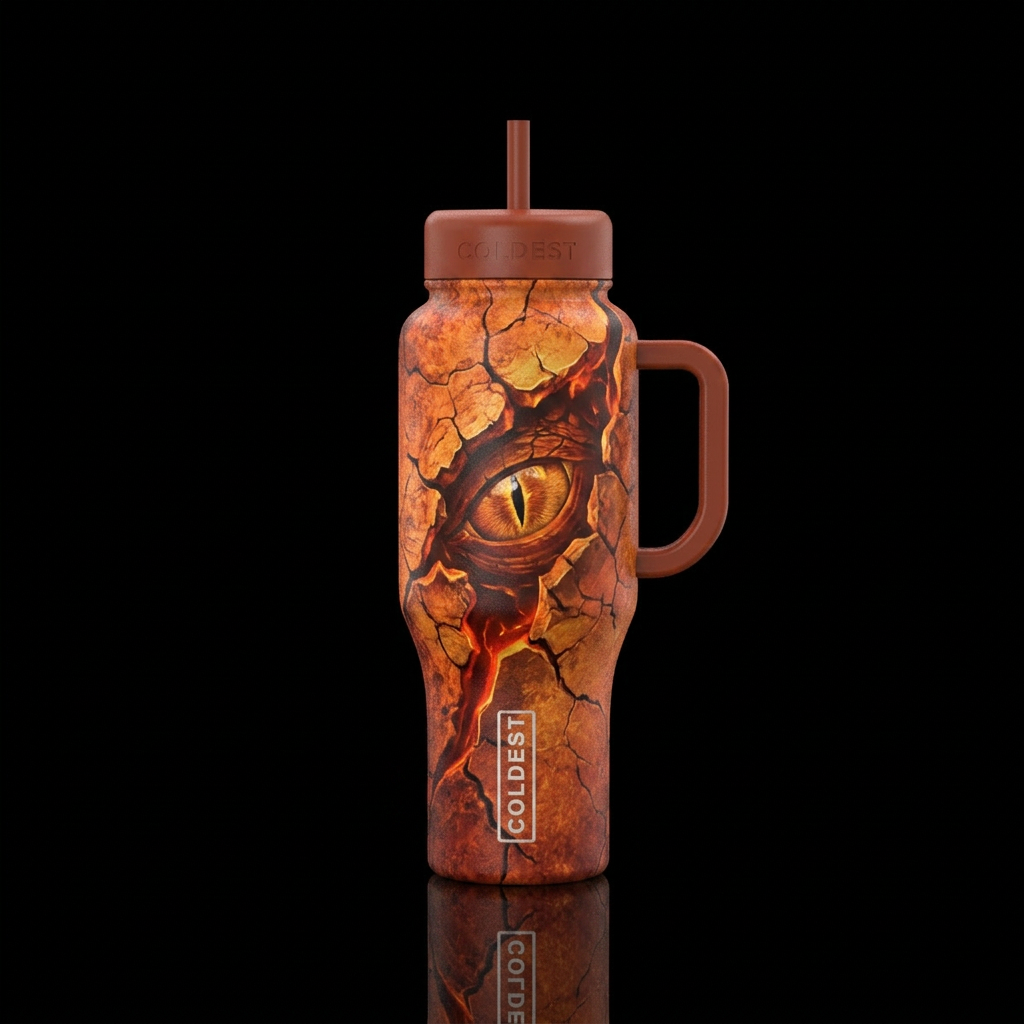 Eye of the dragon through the crack of the Earth, ... water bottle design