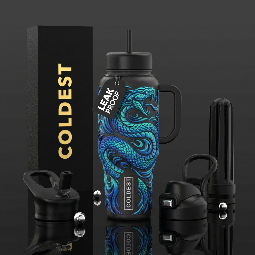 3D water snake water bottle design