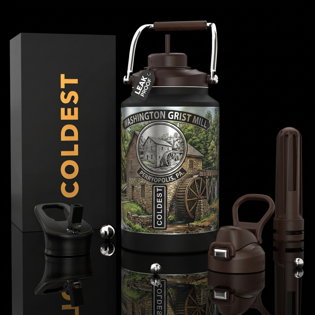 Washington Grist Mill, the circle, Perryopolis, PA... water bottle design