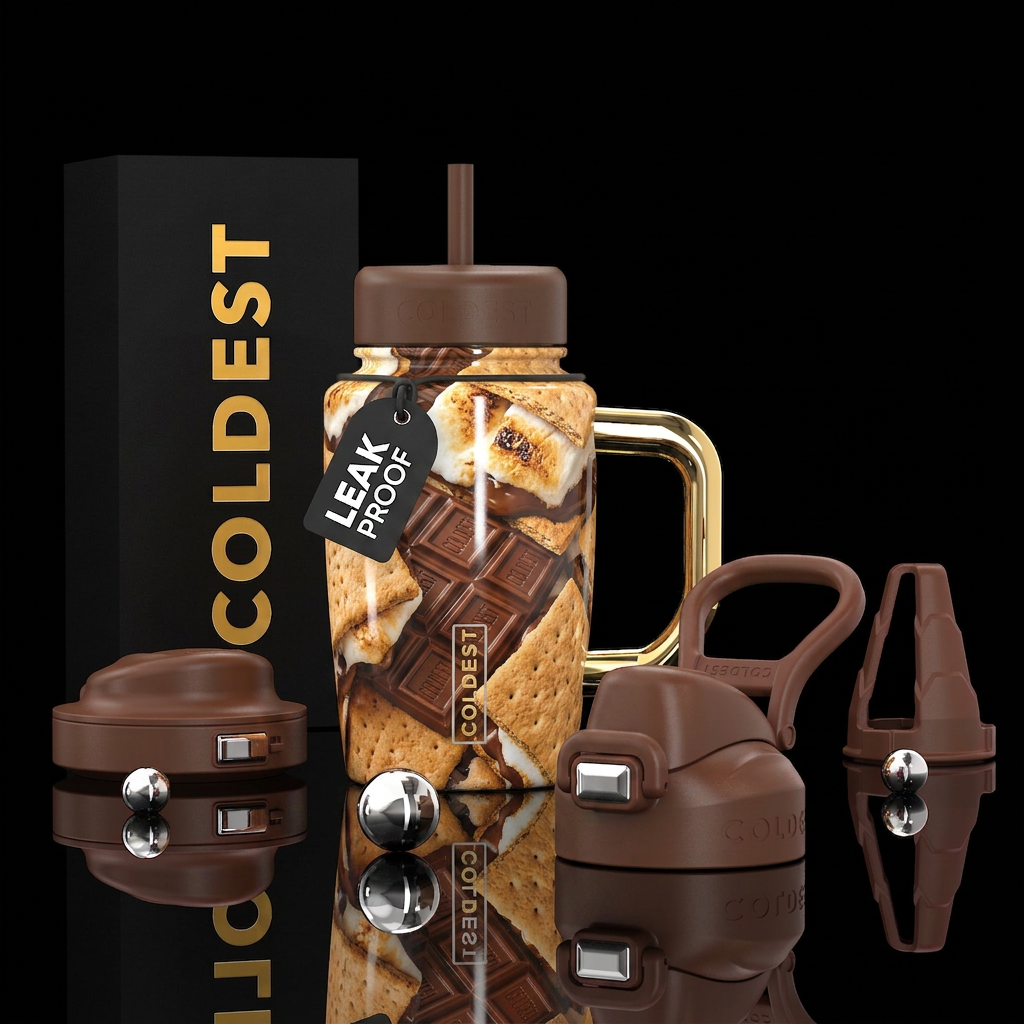 S’mores, chocolate bars, marshmallows, graham crac... water bottle design