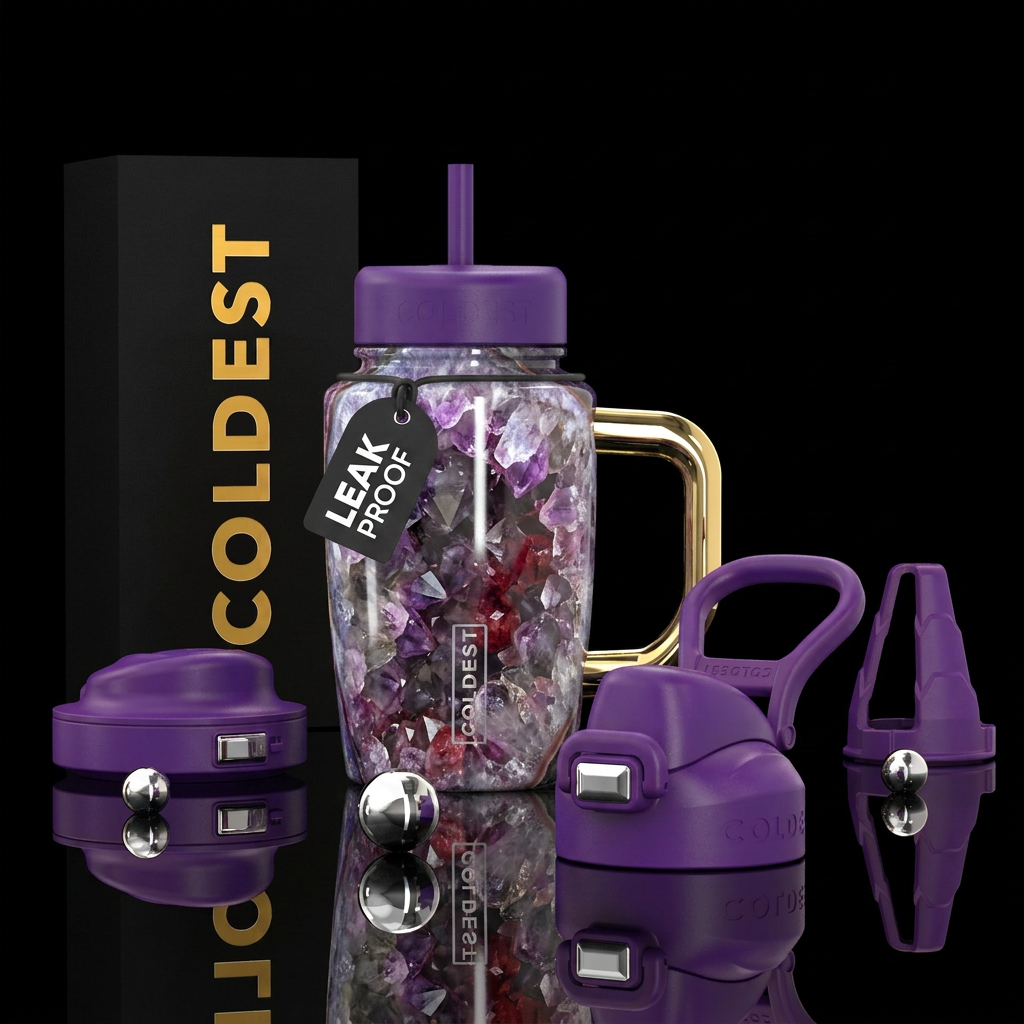 3D Quartz Geode, photorealistic, detailed, lifelik... water bottle design