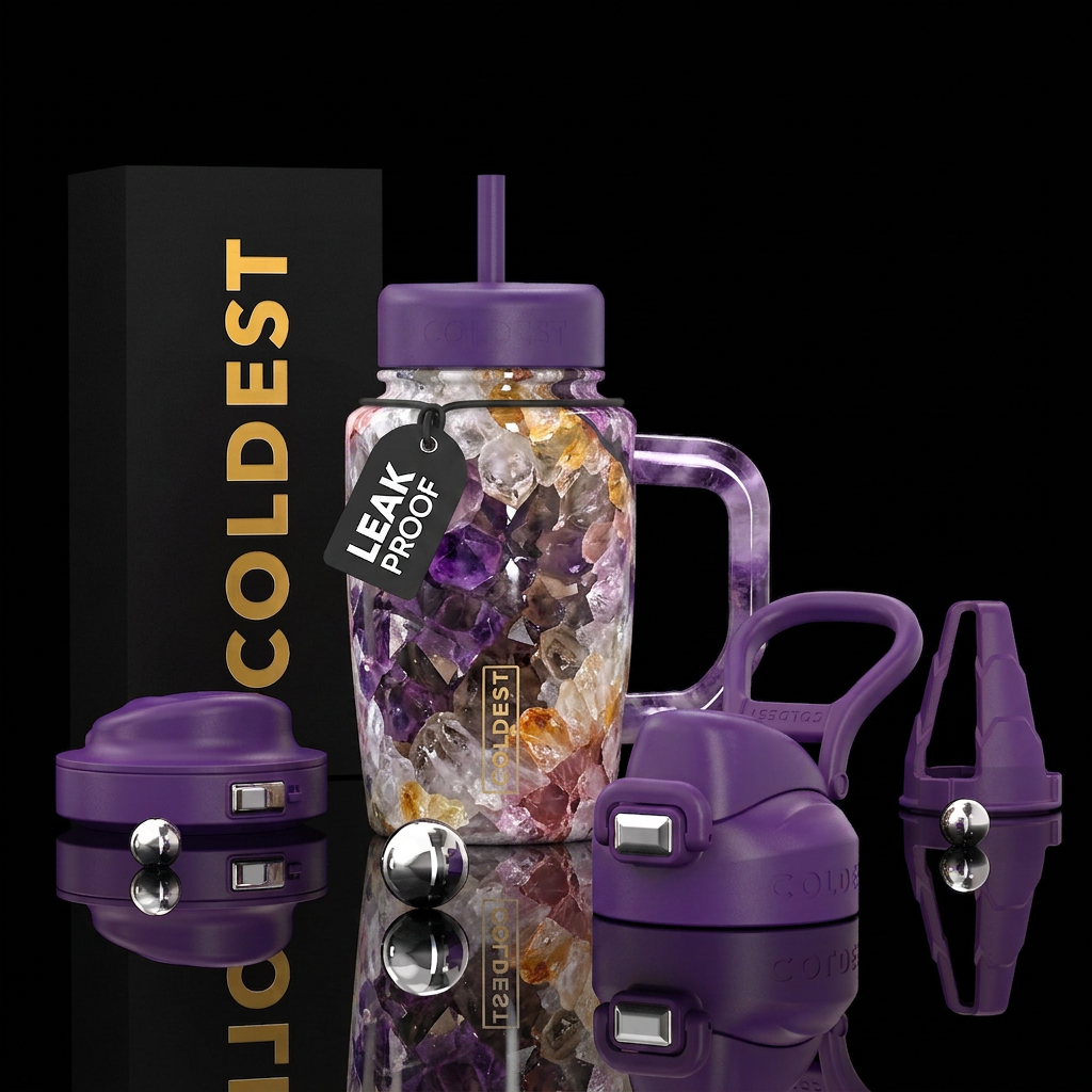 3D Quartz Geode, photorealistic, detailed, lifelik... water bottle design