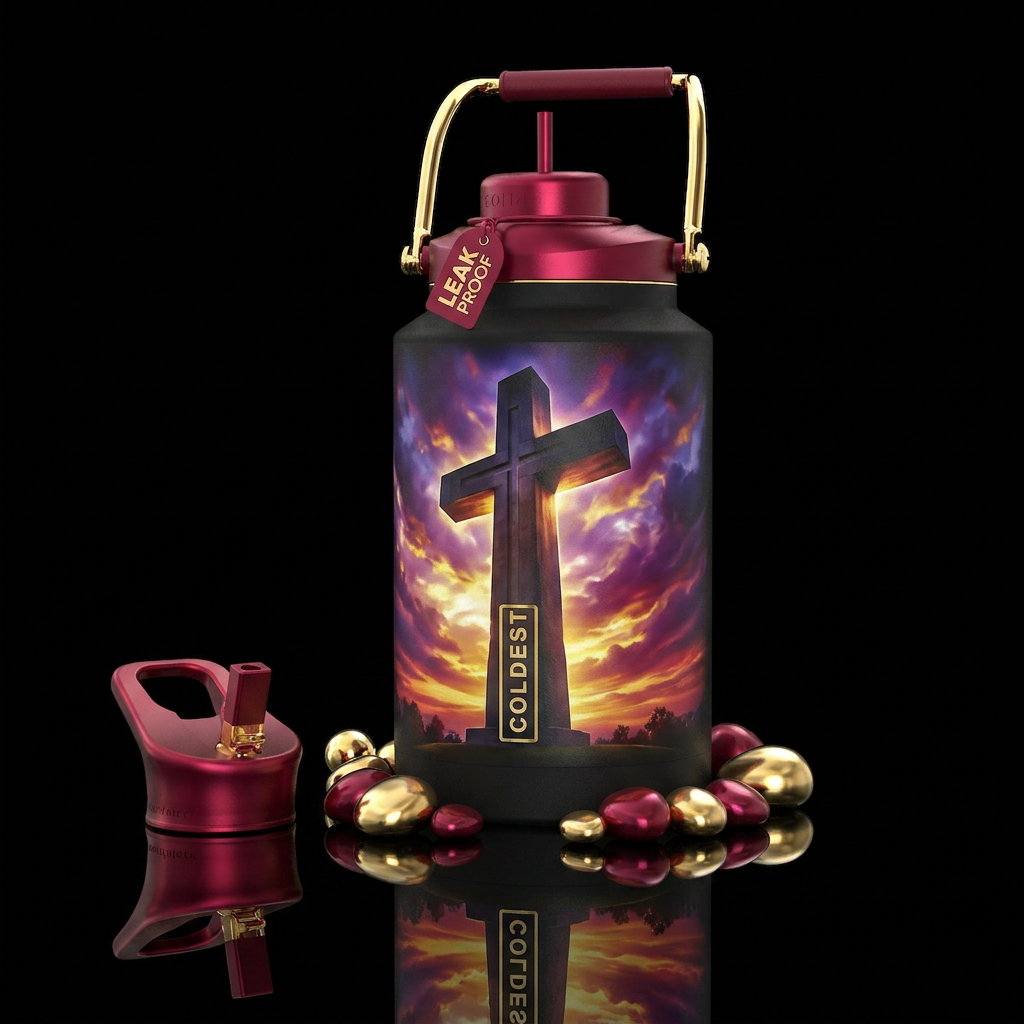 Jumonville Cross Fayette County PA, photorealistic... water bottle design