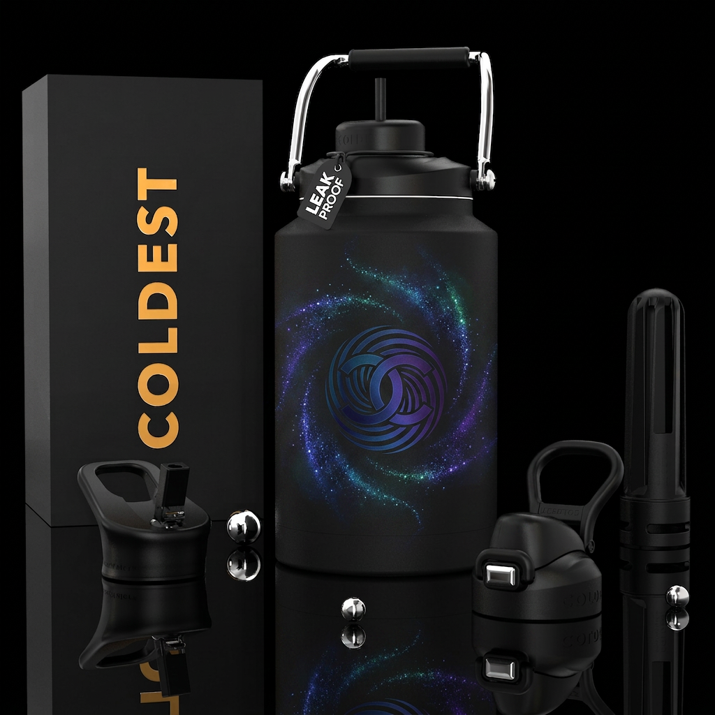 vibrant, glowie, magical, sparkly, hypnotic, elega... water bottle design
