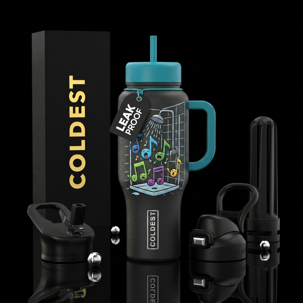 Music Notes singing in the shower water bottle design
